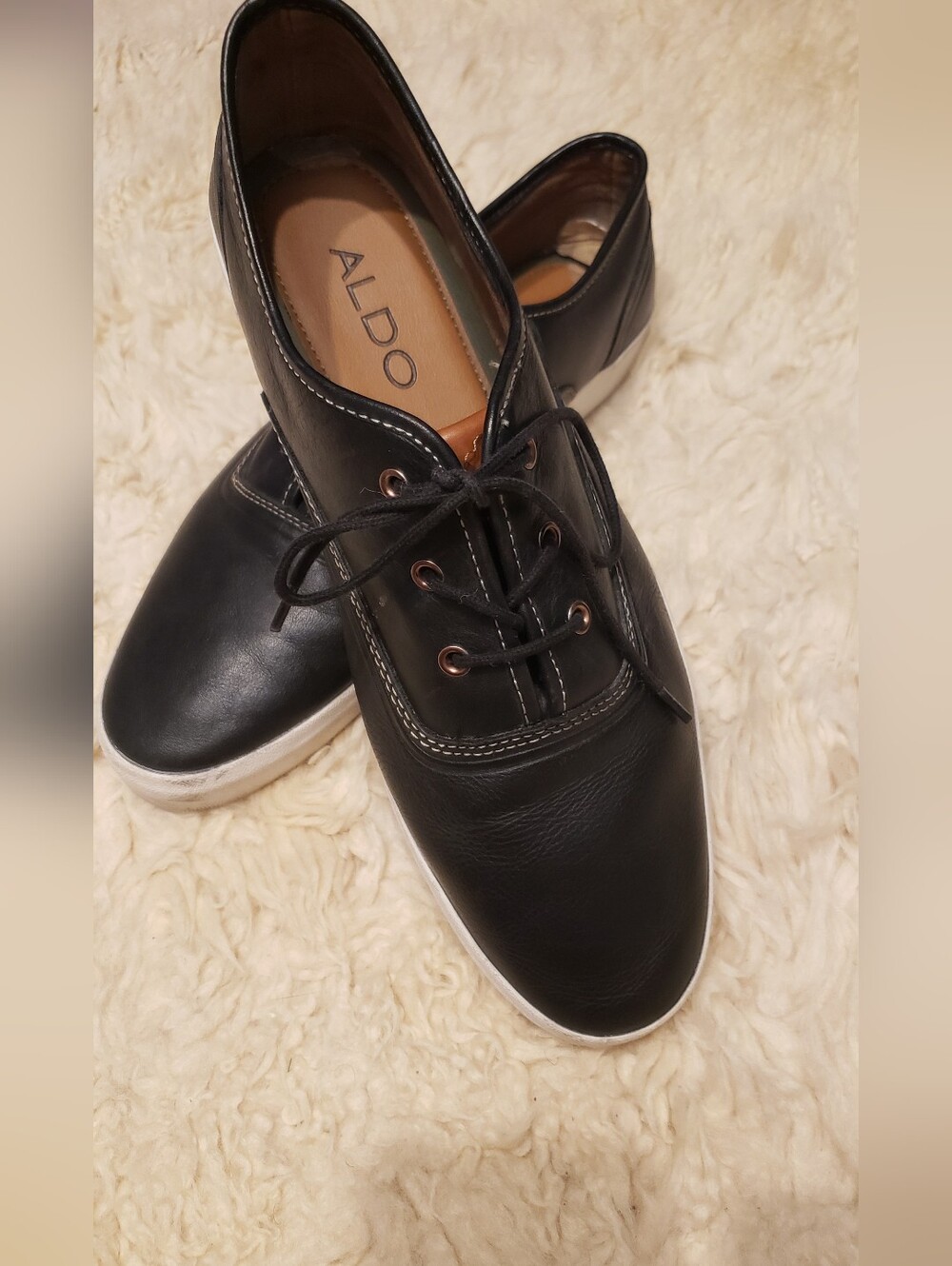 EUC, Aldo Men's Casual Black Leather Lace-up Shoes, Sz 9.5, Unmarked Leather